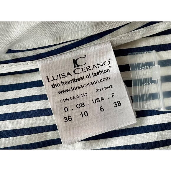 Luisa Cerano Designer Women's Striped Blazer Jacket White & Navy Size 6 - Picture 5 of 7